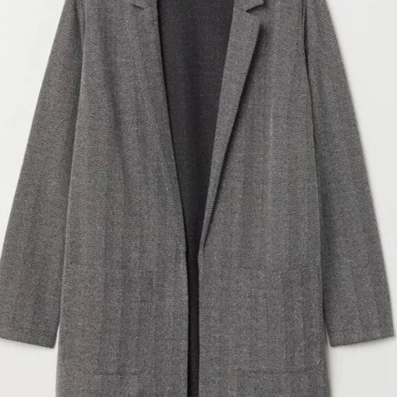 H&M Divided Black Houndstooth long jacket/Blazer Size S - Picture 2 of 3